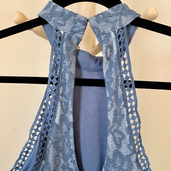 blue dress with floral & sequence - Picture 2 of 4